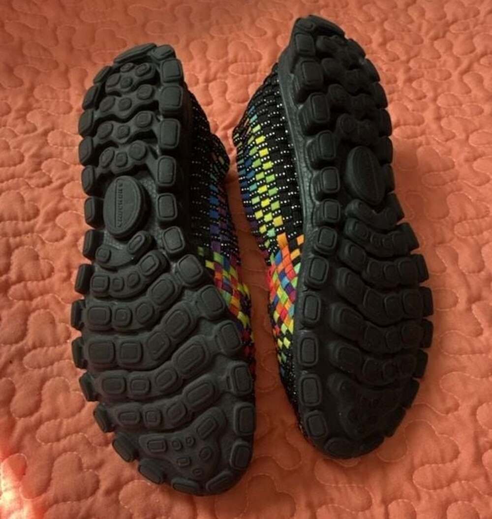Skechers EZ Flex Memory Foam Woven Multi-Color Rainbow Slip-On Flat Shoes Size 9 - Picture 4 of 4